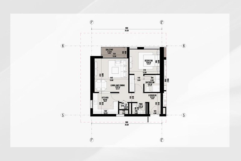 BT Properties Dubai South 1BR Apartment Floor Plan