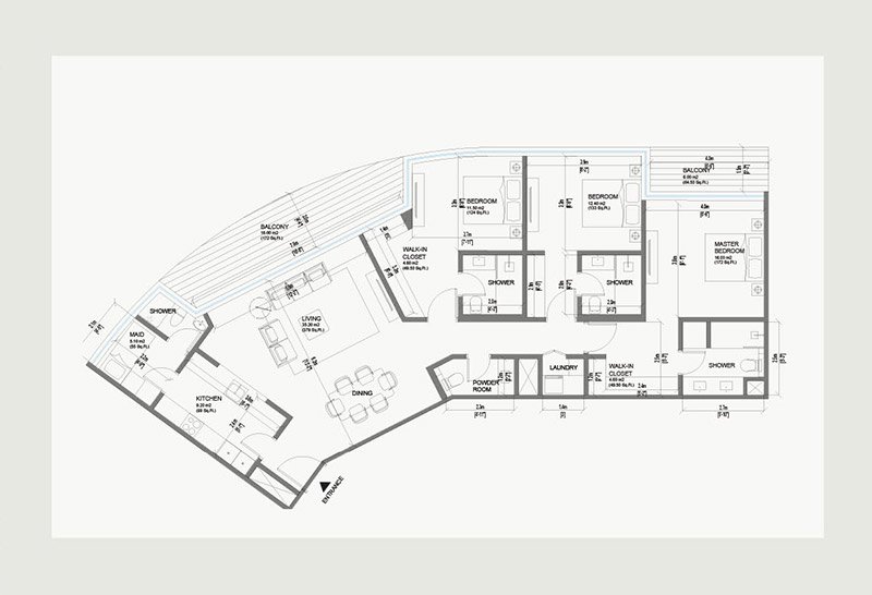 BT Properties Dubai South 3BR Apartment Floor Plan